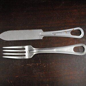 Vintage US Military Mess Utica Fork & OK Knife